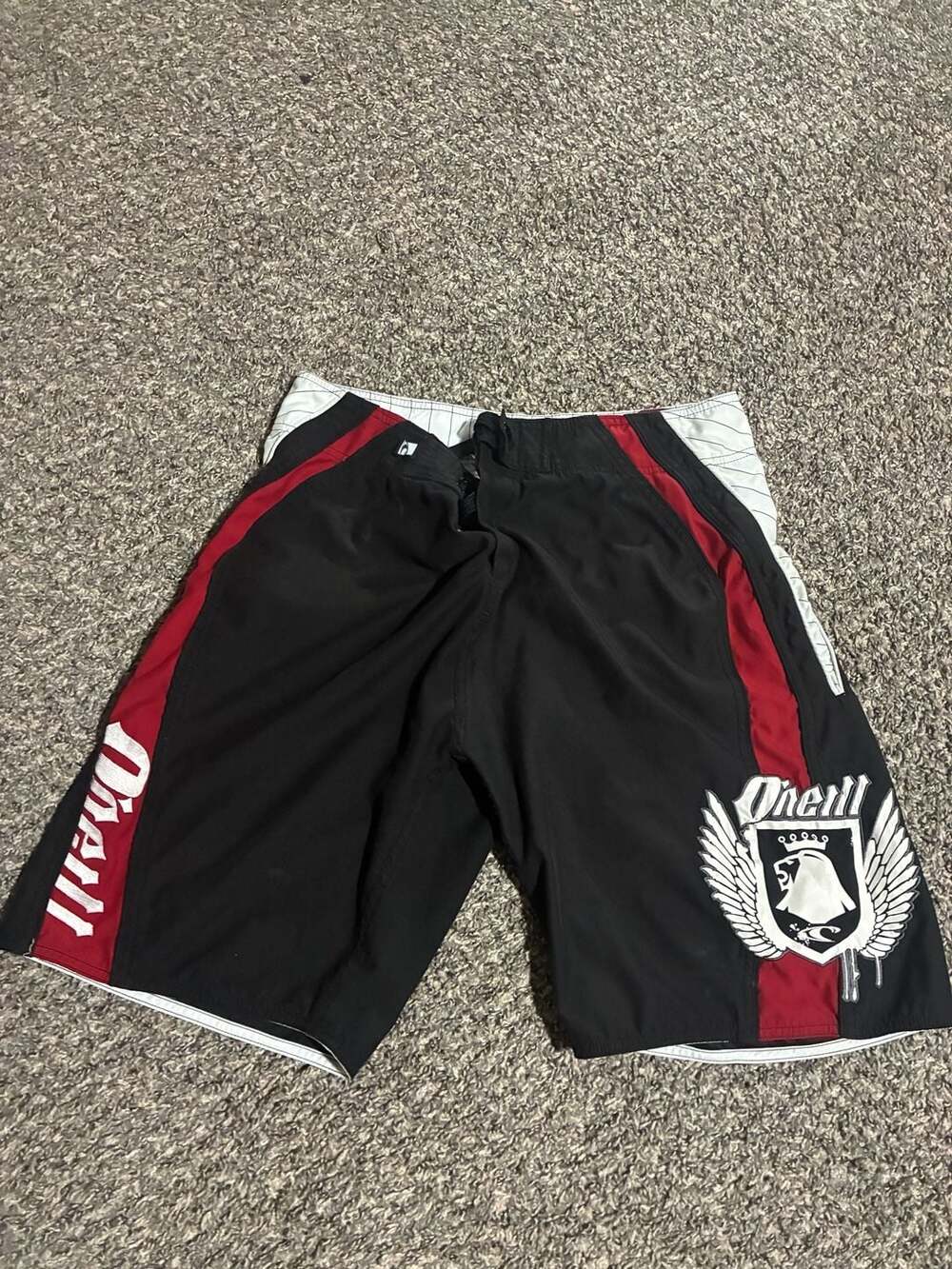 O'Neill Board Shorts Black Red White Wing Logo Size 32